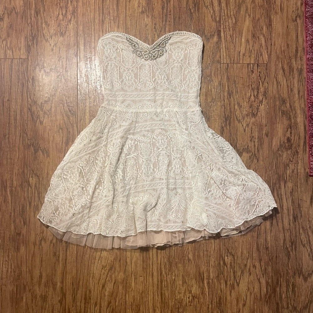 Free people hand beaded  Lace Strapless Dress
